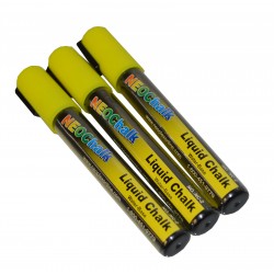 1/4" Chisel Tip Neon Liquid Chalk Marker - Yellow 3 Pack